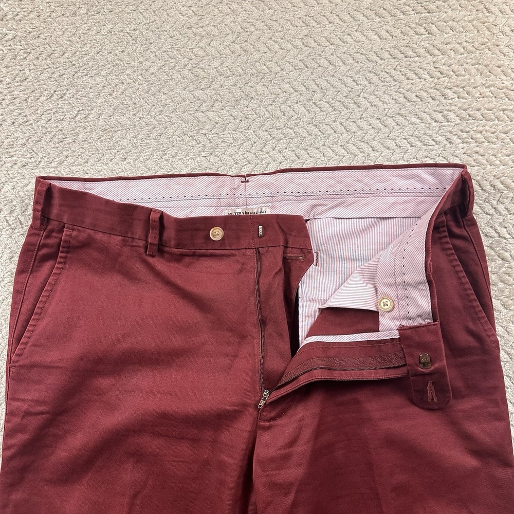 Peter Millar Dress Pants Men's 36x36 Pima Cotton Maroon Chino Office luxury golf - Picture 4 of 15